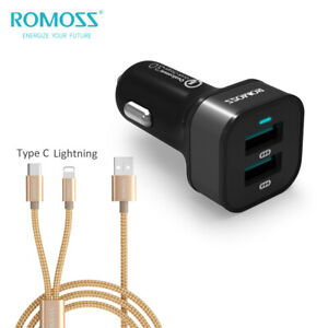 Romoss 36W Chargeur Voiture Rapide Double USB pour iPhone Samsung Huawei Xiaomi