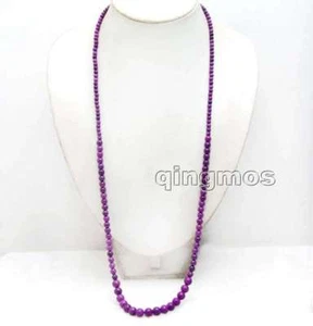 4-8mm Round Natural Purple Sugilite Necklace for Women 33'' Long Necklace n6384 - Picture 1 of 10