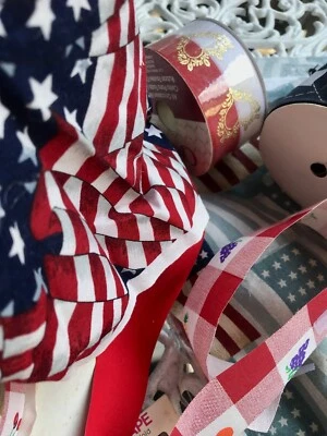 Vintage Crafting Holiday Lot Ribbons And More July 4 Valentine - Image 1 of 4