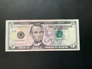 2013 $5 DOLLAR BILL ML47788777H 1 triple and 2 pairs together. - Picture 1 of 4