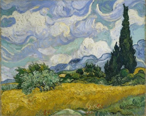Hand-painted Oil Painting Vincent van Gogh Wheat Field with Cypresses - Picture 1 of 2