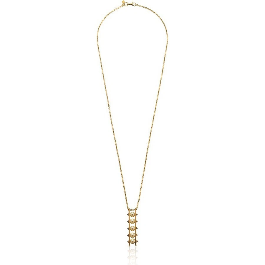 Collar colgante Rebecca Minkoff cinco perlas de imitación chapado en oro 30" con bolsa nuevo sin etiquetas Foto 1 de 1