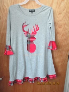 GIRLS SIMPLE SOUTHERN DEER THEMED NIGHTGOWN SIZE MEDIUM 8 - Picture 1 of 2