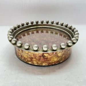 Vintage Schildpatt Stil Glasplatte Tablett mit Aufbewahrung Deko Rand - Bild 1 von 10