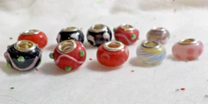 TEN Vintage Murano European Beads with .925 Endcaps - Picture 1 of 4