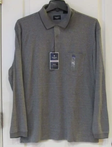 Haggar Long Slv Work 2 Weekend Polo Shirt Gray Men's Sz L NWT MSRP$50 - Picture 1 of 2