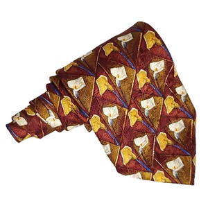 Ermenegildo Zegna geometrische Krawatte aus Seide mit Blumenmuster strukturiert lilienbraun blau gelb - Bild 1 von 3
