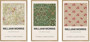 Gufro Set of William Morris Canvas Print, Floral Art, Historic Cult 3 PCS - Picture 1 of 7