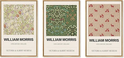 Juego de impresión en lienzo Gufro de William Morris, arte floral, culto histórico 3 piezas Foto 1 de 4