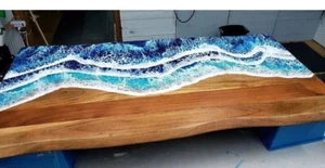 Blue River Ocean Beach River Coffee & Dining Table Top for Home Decors Furniture - Picture 1 of 9