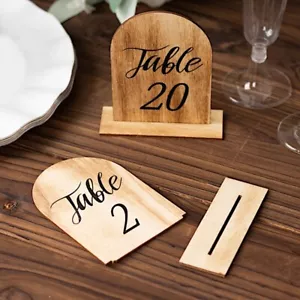 NATURAL 20 Rustic 4.5" Wooden Arch TABLE NUMBERS 1-20 Set Removable Base Party - Picture 1 of 8