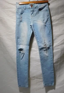 Youth Girls Denim Diva Jeans Pants Size 12 Distressed Ankle - Picture 1 of 17