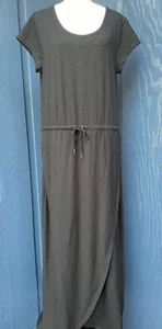Talbots Damen Größe Large Maxikleid schwarz Kurzarm Baumwollmischung Taille binden - Bild 1 von 10