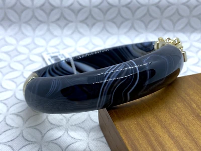 Brazalete Kendra Scott Cass llamativo tono dorado negro con bandas ágata Foto 1 de 4