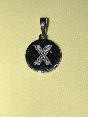 DIAMOND INITIAL (X) PENDANT - PLATINUM OVER STERING SILVER- NO CHAIN - Изображение 1 из 4