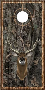Oak camouflage deer buck hunting cornhole game board decal wraps - Picture 1 of 1