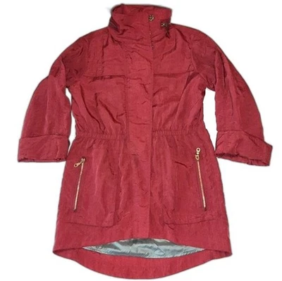 G.E.T. Красная куртка Cinch талии с капюшоном легкий Тренч дождевик пальто размер S - Изображение 1 из 4