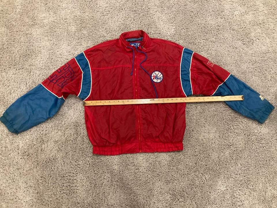 Chaqueta cortavientos con capucha y cremallera vintage de los 90 Philadelphia 76ers Sixers Starter L Foto 1 de 4