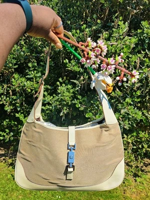 Gucci 1961 Canvas Leather Jackie Shoulder Bag - Image 1 of 4