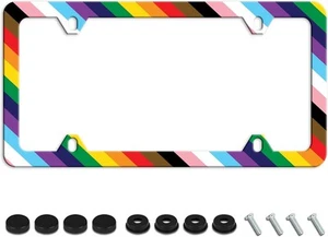 Rainbow Pride Flag License Plate Frame Gay 1 Pack, Lgbt - Picture 1 of 6