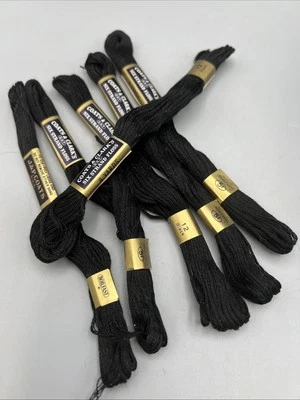 6 Coats & Clarks Embroidery Floss 8 Yd Each 6 Strand Boilfast Floss #12 BLACK - Image 1 of 4