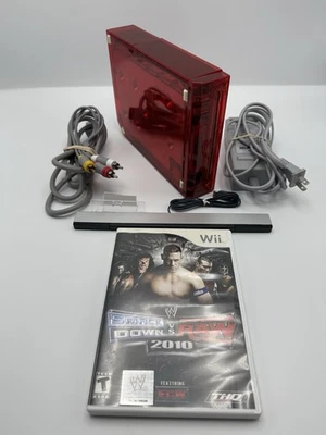 Custom Transparent Red Nintendo Wii Console w/ Old Skool Branded Cables & Game! - Image 1 of 4