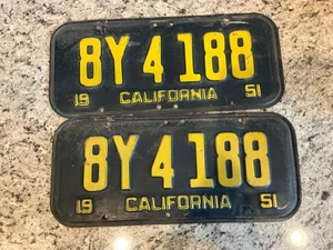RARE 1951 PAIR YOM DMV CLEAR AND UNRESTORED - Picture 1 of 6