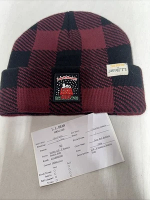 Peanuts Snoopy Beanie шляпа пусть это снег LL Bean красный буйвол клетку (образец) Kids Os - Изображение 1 из 4