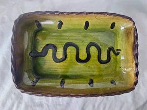 Winchcombe slipware large dish, circa 1930-50, river pattern, olive FINCH CARDEW - Picture 1 of 14