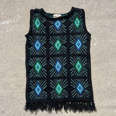 Chaleco Suéter Vintage Blanco Ciervo Hippie Sin Mangas Con Flecos Talla Grande Foto 1 de 3