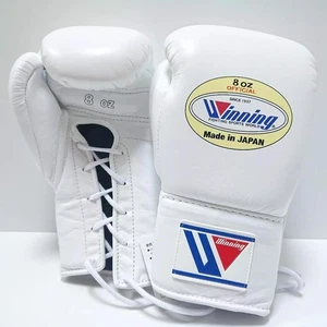 Guantes de boxeo profesionales Winning CO-MS-200 8 oz blancos con cordones hechos en Japón NUEVO - Imagen 1 de 5