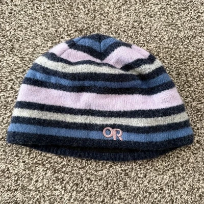 Sombrero Outdoor Research Spitsbergen Gore-Tex Lana Púrpura Azul Rayas Caminata Foto 1 de 4