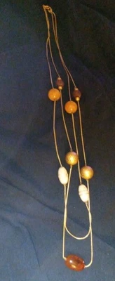 28"  2 strand gold plated mixed beads long necklace - Image 1 of 4