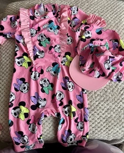 Disney Minnie Mouse Girls' Swimming Costume Age 3-4 Years (Body Suit With Hat) - Picture 1 of 4