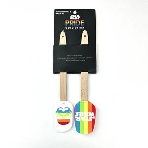 Disney White Silicone Wooden Rainbow Pride Star Wars Spatula and Spoon Set 2 - Picture 1 of 2