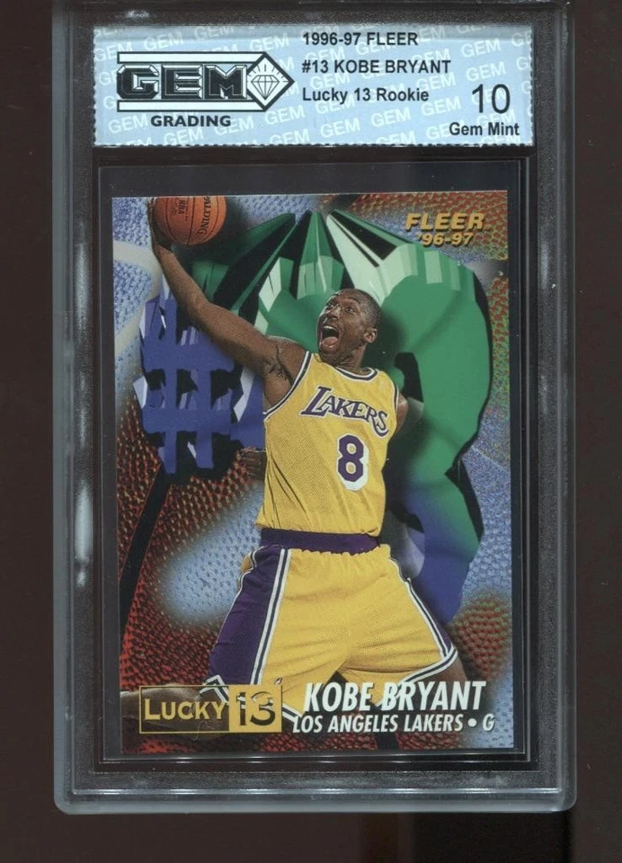 Kobe Bryant Rookie 1996-97 Fleer Lucky 13 #13 RC Card NBA Lakers GEM MINT 10 - Image 1 of 2