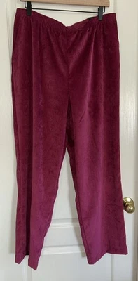 Alfred Dunner Women's Soft Corduroy Pull On Pants Berry Classic Fit Size 16 NWT - Image 1 of 4