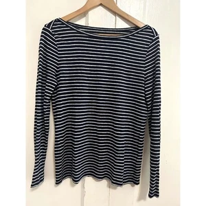 Camicetta J CREW 100% lino taglia M nera bianca manica lunga nautica - Foto 1 di 4
