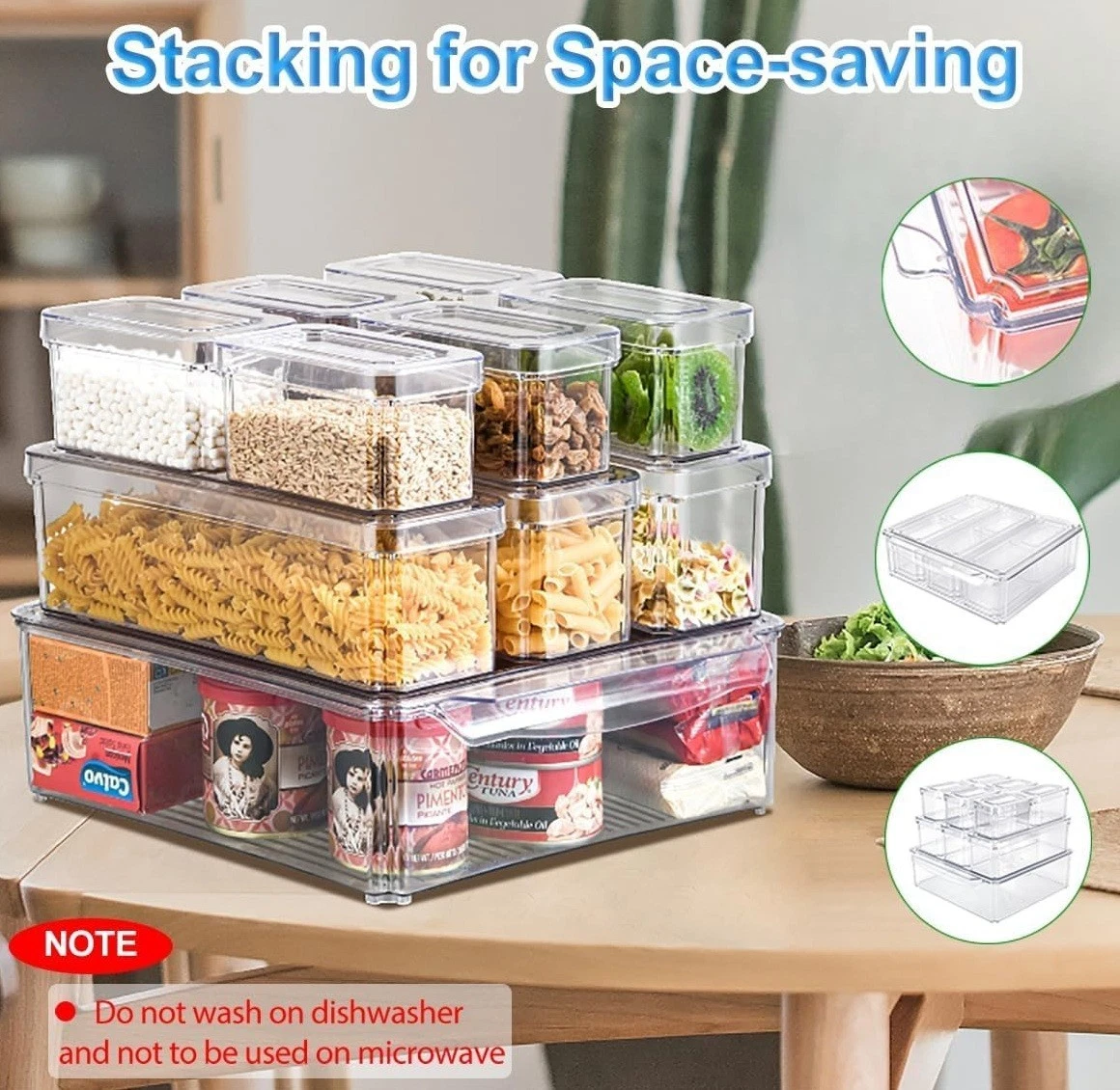 Uandu Lock & Fresh Juego De 4 Tarros De Almacenamiento Con Tapa Para Alimentos, Microondas Y