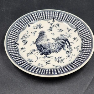 Queen’s Churchill Rooster Dinner Plate Black 10.5" Toile Floral Gingham Colombia - Picture 1 of 14