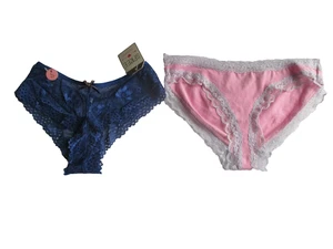 Women's size Small 2 pairs Bikini Panties Spree & 7J1 Lace Pink Navy New - Picture 1 of 11