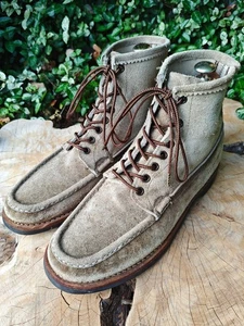 Russell Moccasin Bird Shooter Boots 8.5 E Beige Laramie Suede Single Vamp 70s - Bild 1 von 23