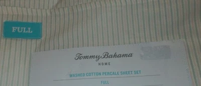 SÁBANA PLANA COMPLETA TOMMY BAHAMA, RAYAS BUNGALOW, PNK/ALGODÓN VERDE PERCAL NUEVO Foto 1 de 4