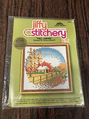 De colección 1979 Jiffy Stitchery Contado Punto de Cruz "Hojas de Otoño"  Foto 1 de 4