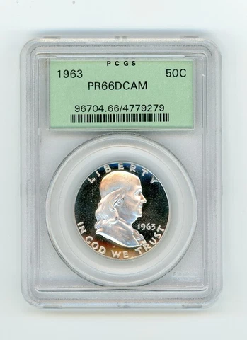 1963 Franklin Silver Half Dollar Proof PCGS PR66DCAM Cover