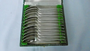 Caja 12 Cucharas de Café Metal Chapado Plata Cristal Artística Limoges - Imagen 1 de 5