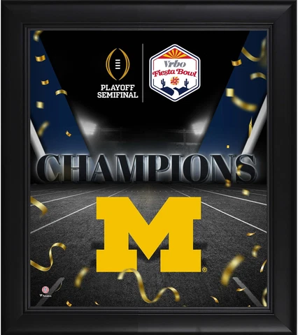 Michigan Wolverines 15x17 Framed 2022 Fiesta Bowl Champs Collage Cover