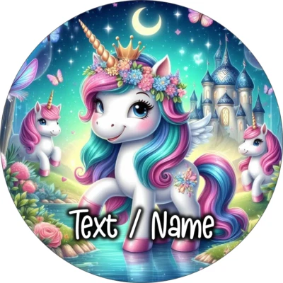 Einhorn Tortenaufleger Party Deko personalisiert Geburtstag Name essbar Fantasy - Bild 1 von 4