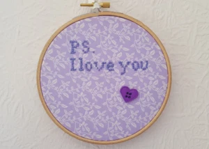 Hand Embroidered Hanging Hoop Art. Motivational Words 5" Diameter New - Picture 1 of 4