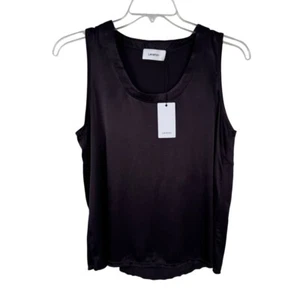 Lanston Revolve NEW Dark Brown Satin Tank Top Blouse Made in USA Raw Hem Size M - Picture 1 of 8